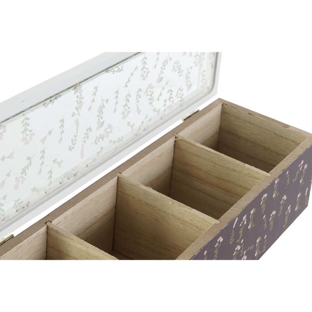 Box for Infusions DKD Home Decor Green Mustard Dark brown Crystal MDF Wood (4 Units)