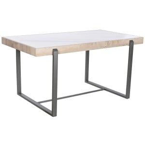 Table de Salle à Manger Home ESPRIT Blanc Gris Naturel Métal 150 x 85 x 75 cm