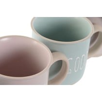 Ensemble de 4 mugs Home ESPRIT Bleu Rose Grès 355 ml 9,7 x 7 x 9,2 cm