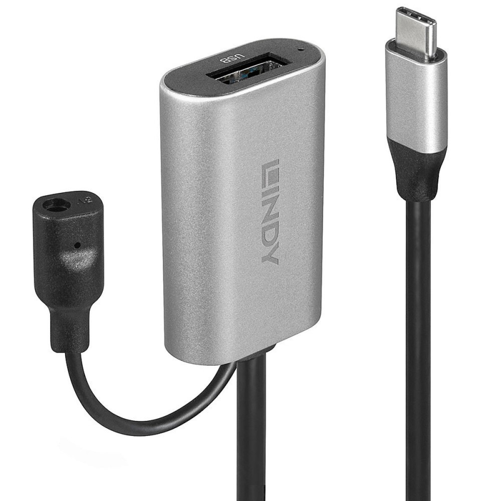 USB-C-Kabel LINDY 43270 5 m Schwarz Silberfarben