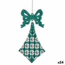 Christmas bauble Lasso Rhombus Green Plastic Glitter 7,5 x 1 x 15,5 cm (24 Units)