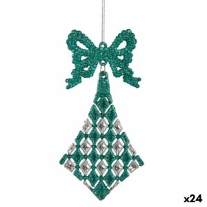 Weihnachtsschmuck Schleife Rhombusse grün Kunststoff Glitzernd 7,5 x 1 x 15,5 cm (24 Stück)