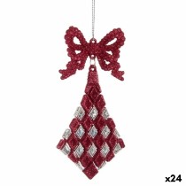 Christmas bauble Lasso Rhombus Fuchsia Plastic Glitter 7,5 x 1 x 15,5 cm (24 Units)