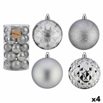 Lot de boules de Noël Argenté PVC Ø 8 cm (4 Unités)