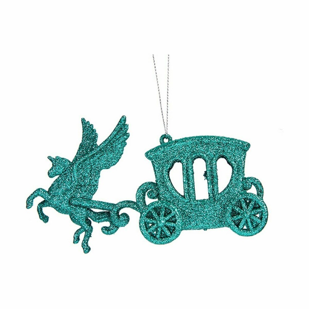 Christmas bauble Magical Carriage Green Plastic Glitter 15 x 8,5 x 4,5 cm (24 Units)