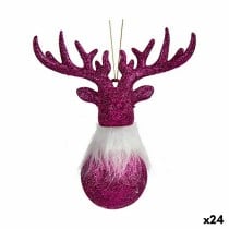 Weihnachtsschmuck Rentier Pink Kunststoff Glitzernd 13,5 x 15,5 x 7 cm (24 Stück)