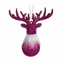 Christmas bauble Reindeer Fuchsia Plastic Glitter 13,5 x 15,5 x 7 cm (24 Units)