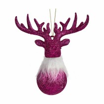 Décorations de Noël Renne Fuchsia Plastique Paillettes 13,5 x 15,5 x 7 cm (24 Unités)