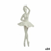 Décorations de Noël Ballerine Blanc Plastique Paillettes 6,7 x 16 x 6,7 cm (24 Unités)