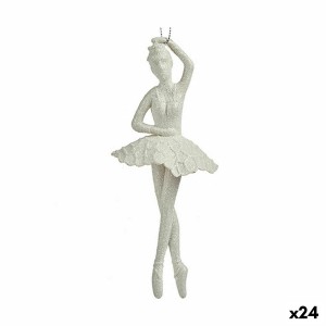 Weihnachtsschmuck Ballerina Weiß Kunststoff Glitzernd 6,7 x 16 x 6,7 cm (24 Stück)