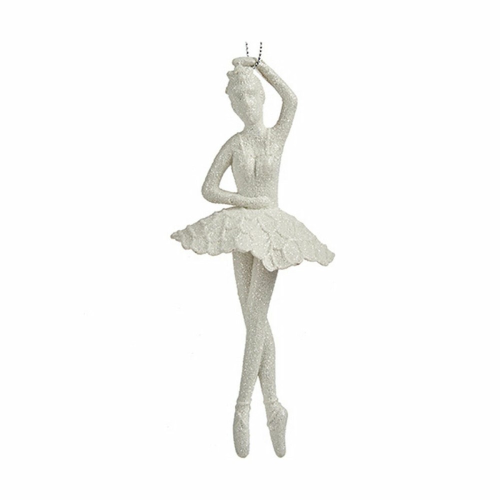 Décorations de Noël Ballerine Blanc Plastique Paillettes 6,7 x 16 x 6,7 cm (24 Unités)