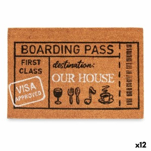 Doormat Boarding Pass Natural 60 x 1 x 40 cm (12 Units)