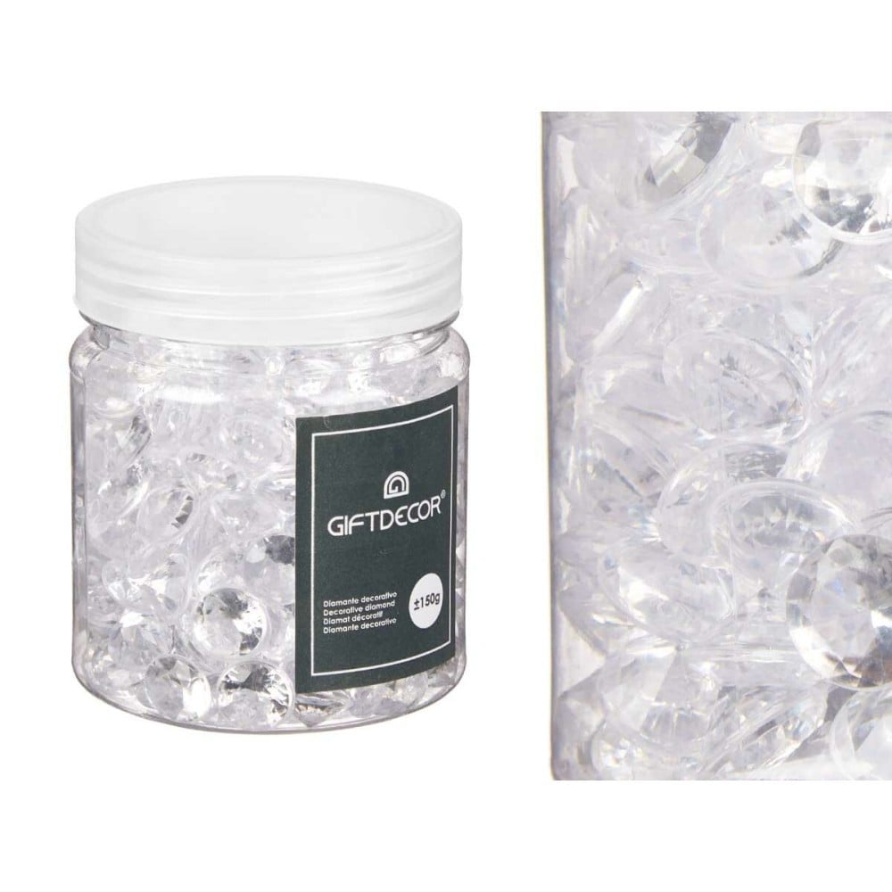 Decorative Stones Diamond 150 g Transparent Plastic 6,5 x 8 x 6,5 cm (16 Units)