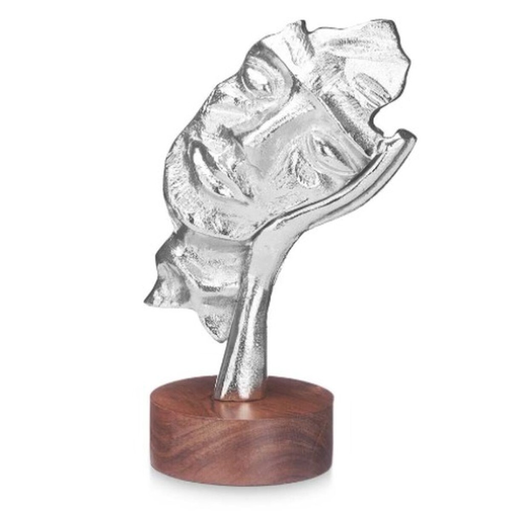 Decorative Figure Face Silver Wood Metal 16,5 x 26,5 x 11 cm