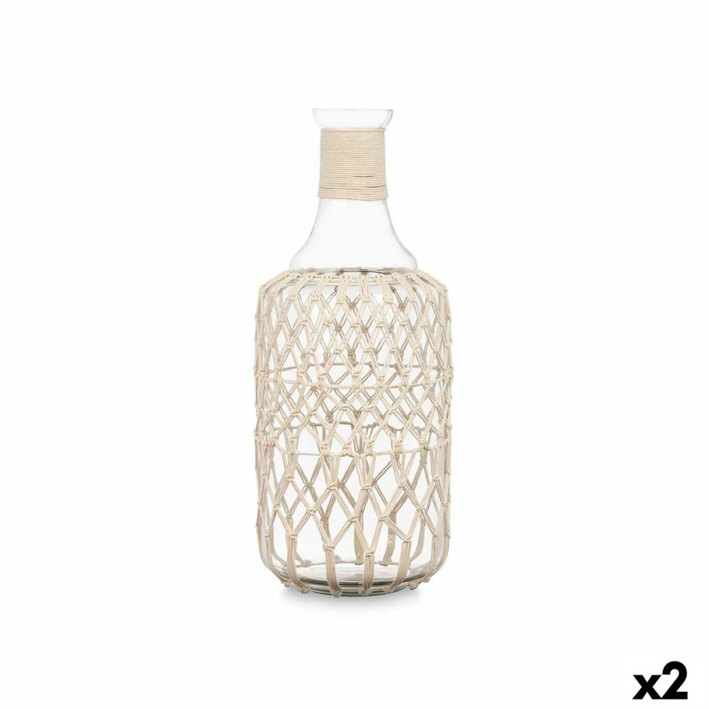 Bottle 21638W White Transparent 19 x 48 cm Decorative (2 Units)