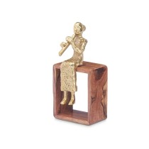 Figurine Décorative Flûte à Bec Marron Bois Métal 13 x 27 x 13 cm