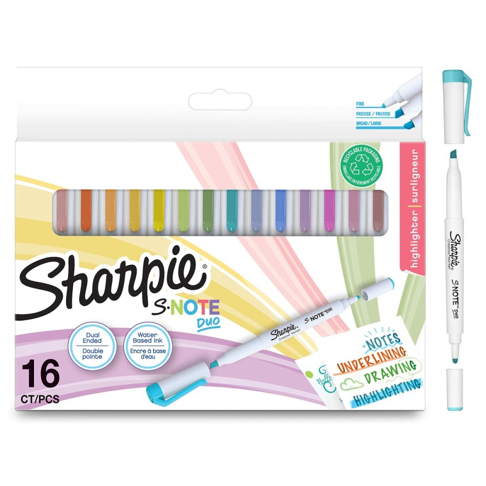 Ensemble de Marqueurs Sharpie S-Note Duo Double 16 Pièces