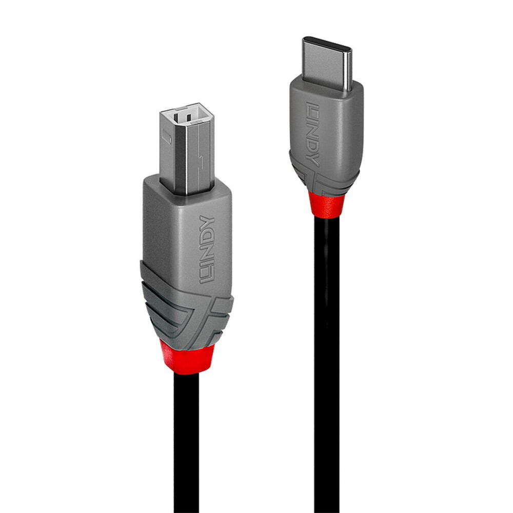 USB C zu USB-B-Kabel LINDY 36942 Schwarz 2 m