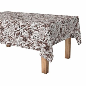 Tablecloth roll Exma Anti-stain Flowers 140 cm x 25 m Brown