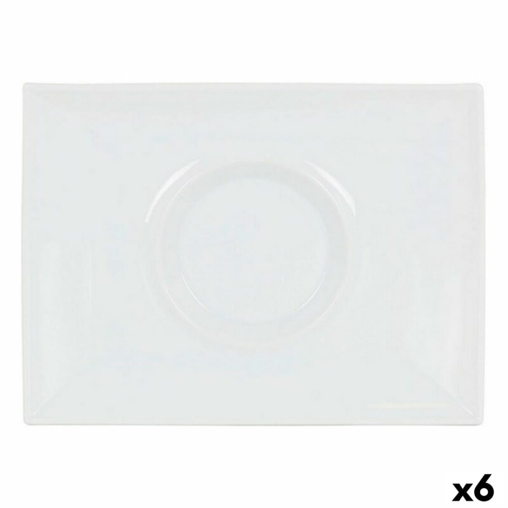 Assiette plate Inde Gourmet Porcelaine Blanc 29,5 x 22 x 3 cm (6 Unités)