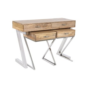 Hall Table with Drawers Home ESPRIT Brown Silver Light brown 110 x 40 x 76 cm 110 x 41,5 x 76 cm (3 Pieces)