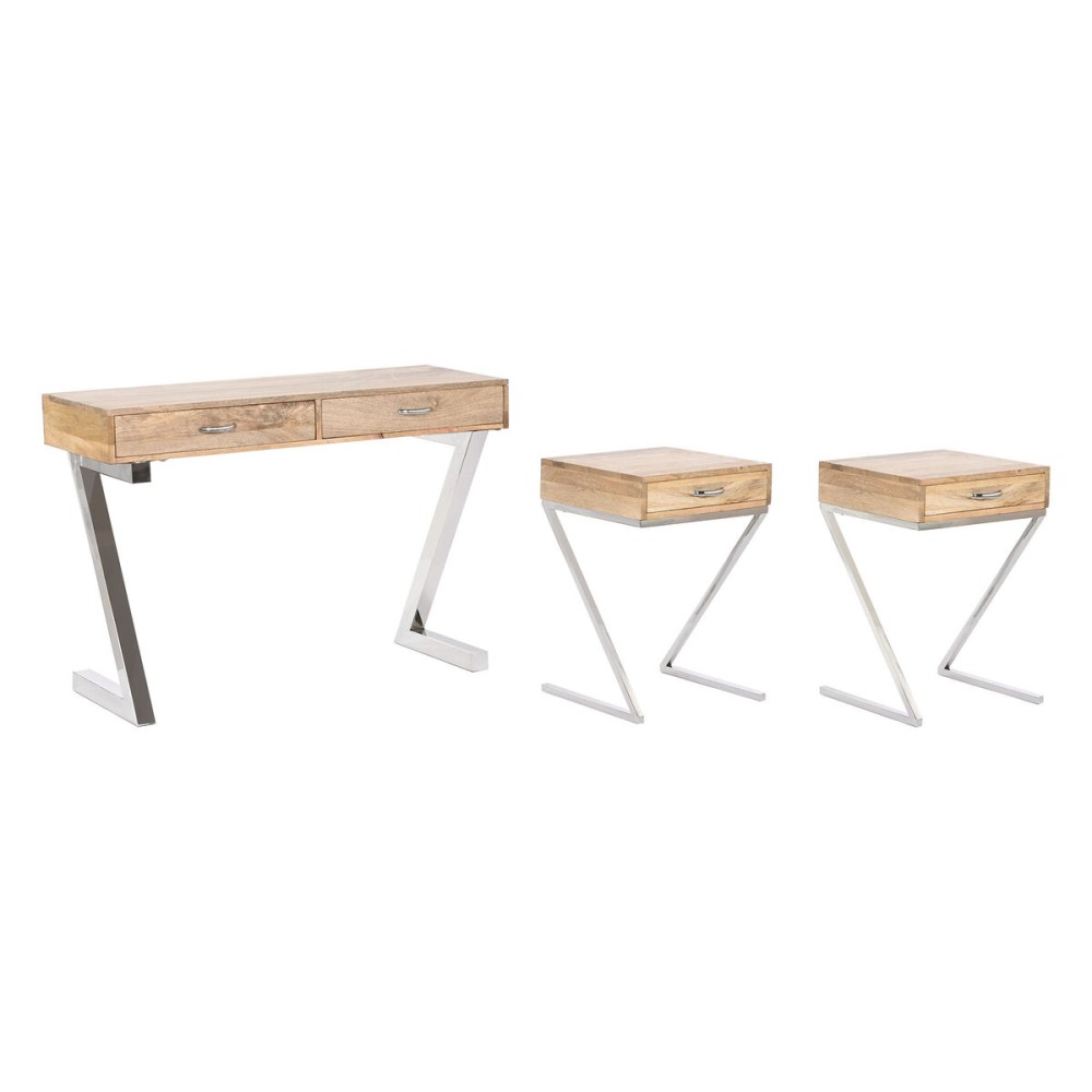 Möbel-Set-Set Home ESPRIT Braun Silberfarben Stahl Mango-Holz 110 x 40 x 76 cm (3 Stücke)