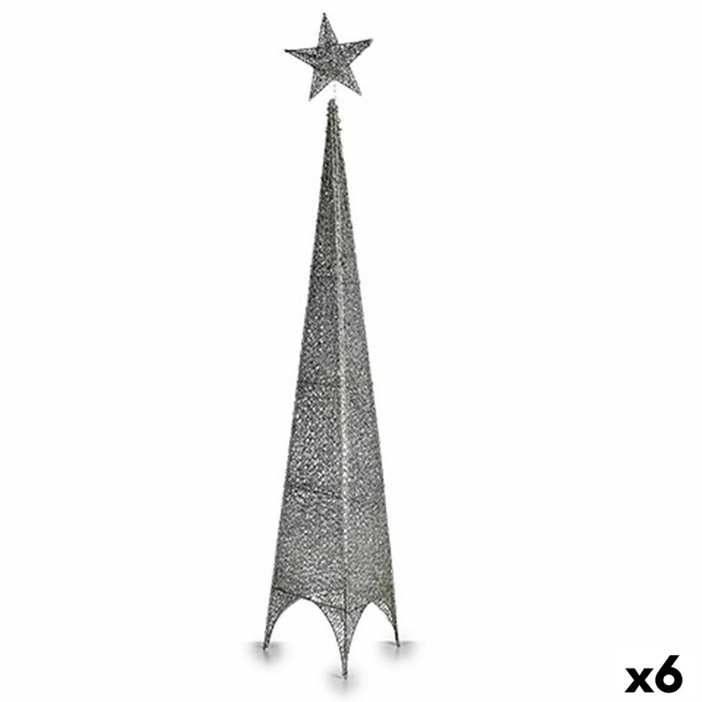 Sapin de Noël Krist+ 00157 Argenté Métal Plastique Étoile Tour 28 x 127 x 28 cm (6 Unités)
