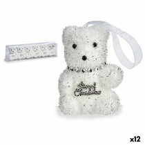 Ensemble Décorations de Noël Krist+ 00534 Blanc Argenté Ours 5,5 x 7 x 5,5 cm (12 Unités)