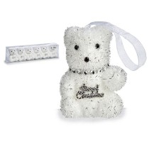 Ensemble Décorations de Noël Krist+ 00534 Blanc Argenté Ours 5,5 x 7 x 5,5 cm (12 Unités)