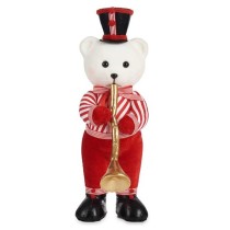 Deko-Figur Bär Trompete Weiß Schwarz Rot polystyrol 15 x 46 x 25 cm (2 Stück)