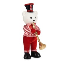 Decorative Figure Bear Trumpet White Black Red polystyrene 15 x 46 x 25 cm (2 Units)