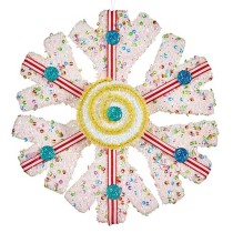 Christmas bauble Snowflakes White Red 17 x 6 x 17 cm (8 Units)