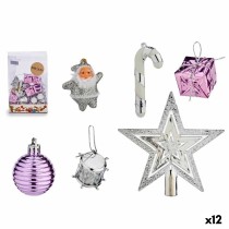 Christmas Decorations Set Purple Silver PVC (12 Units)