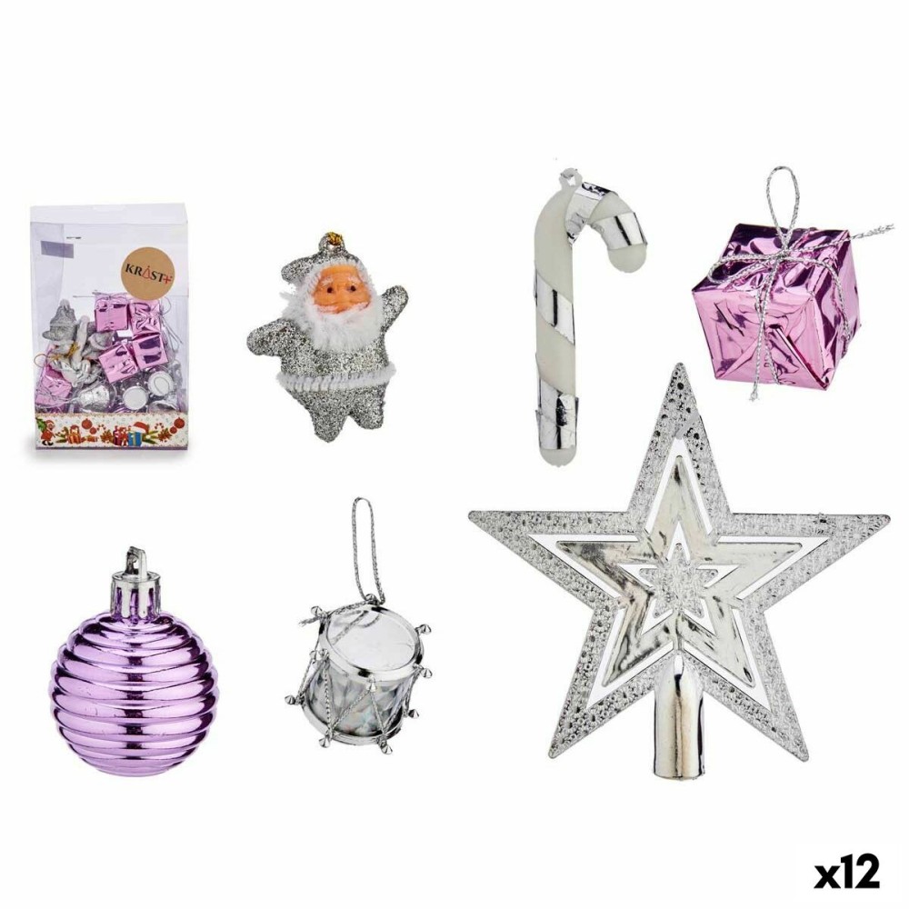 Weihnachtsdekoration Set Krist+ 95442 Lila Silberfarben PVC (12 Stück)