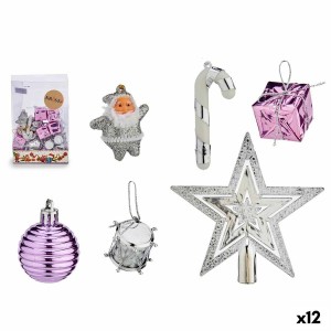 Weihnachtsdekoration Set Krist+ 95442 Lila Silberfarben PVC (12 Stück)