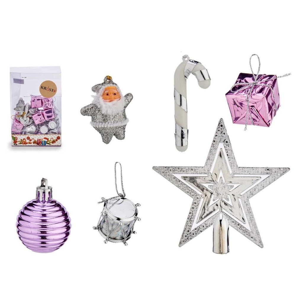 Ensemble Décorations de Noël Krist+ 95442 Violet Argenté PVC (12 Unités)