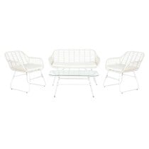 Wohnzimmer Sitzgruppe mit Tisch DKD Home Decor Metall Synthetischer Rattan 124 x 74 x 84 cm