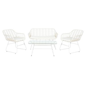 Sofa and table set DKD Home Decor Metal synthetic rattan 124 x 74 x 84 cm