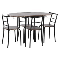 Table set with 4 chairs DKD Home Decor Brown Black Metal MDF Wood 121 x 55 x 78 cm