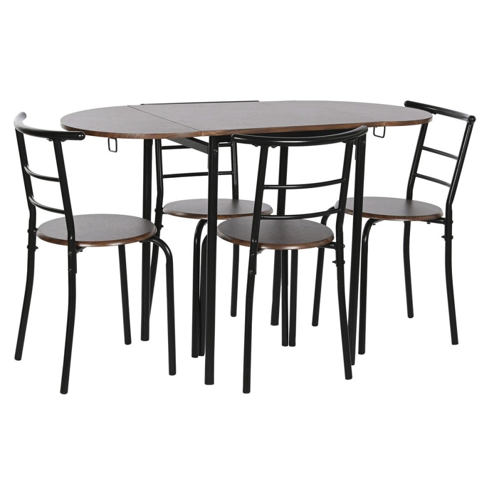 Ensemble Table + 4 Chaises DKD Home Decor Marron Noir Métal Bois MDF 121 x 55 x 78 cm