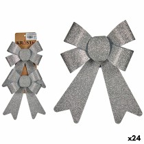 Weihnachtsdekoration Set Krist+ 65547 Silberfarben PVC 15 x 2 x 18 cm Schleife (24 Stück)