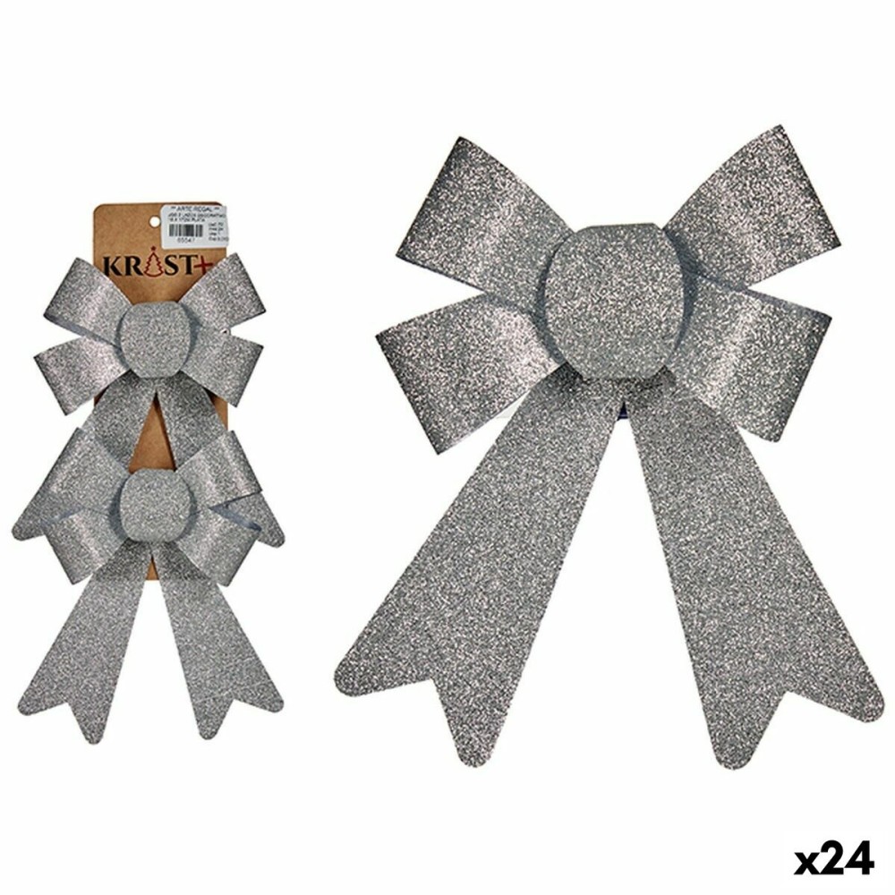 Weihnachtsdekoration Set Krist+ 65547 Silberfarben PVC 15 x 2 x 18 cm Schleife (24 Stück)