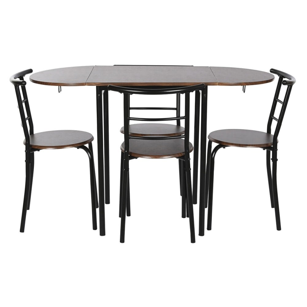 Ensemble Table + 4 Chaises DKD Home Decor Marron Noir Métal Bois MDF 121 x 55 x 78 cm