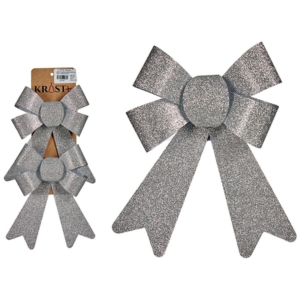 Weihnachtsdekoration Set Krist+ 65547 Silberfarben PVC 15 x 2 x 18 cm Schleife (24 Stück)