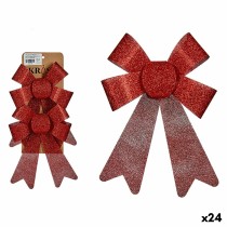 Weihnachtsdekoration Set Schleife Rot PVC 15 x 2 x 17 cm (24 Stück)