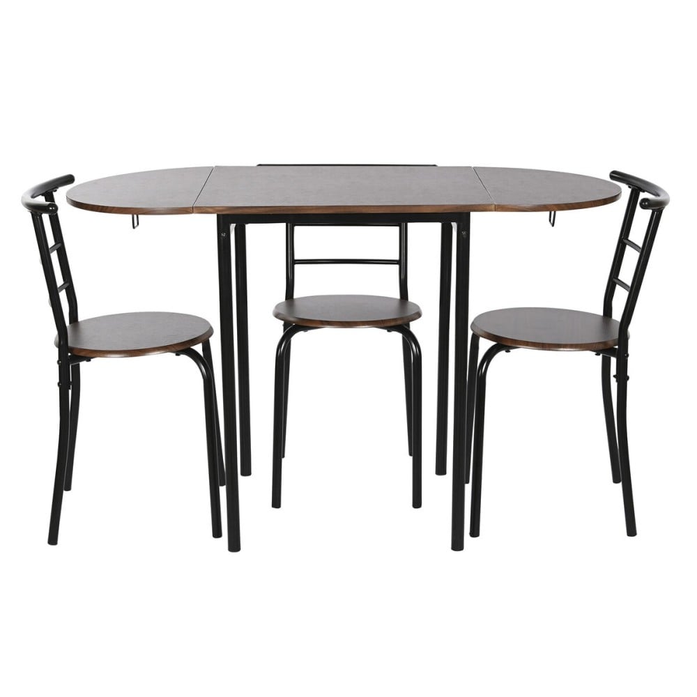 Ensemble Table + 4 Chaises DKD Home Decor Marron Noir Métal Bois MDF 121 x 55 x 78 cm