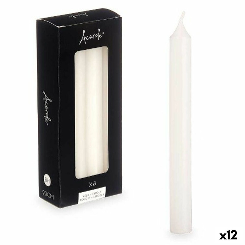 Candle Set Acorde 126-A-AR White 2 x 2 x 20 cm (12 Units)