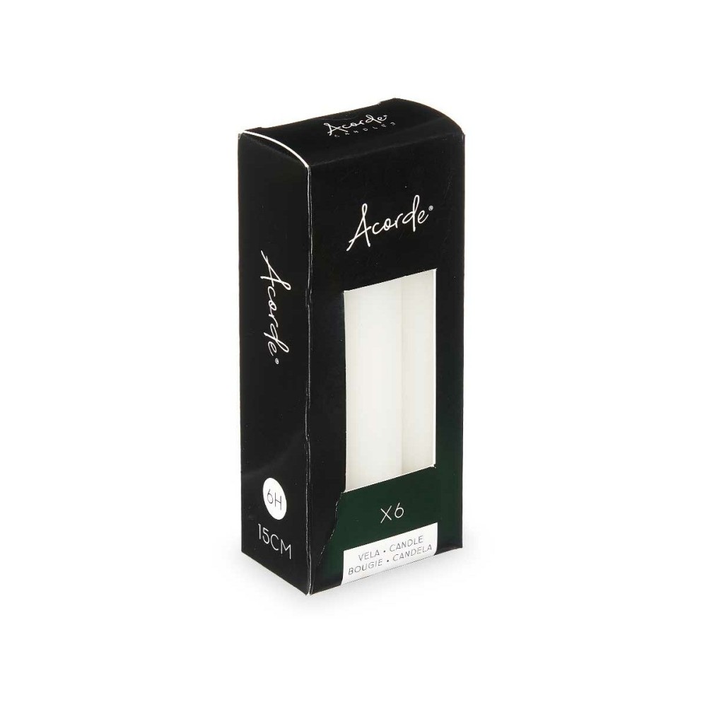 Candle Set Acorde 123-A-AR White 2 x 2 x 15 cm (12 Units)