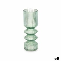 Vase Rayures Vert Verre 8 x 23 x 8 cm (8 Unités)