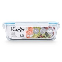 Boîte à lunch Vivalto C2-2800K Transparent Silicone Verre Borosilicaté 2,8 L 29,5 x 9 x 22,8 cm (6 Unités)